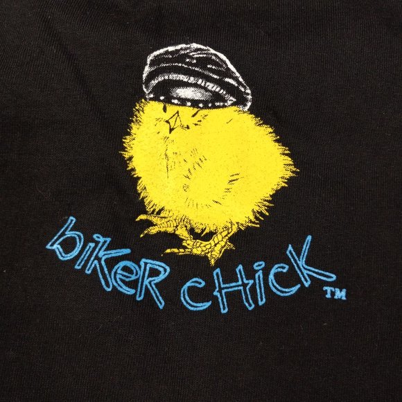 Biker Chick M Long Sleeve T Shirt Chicks In The Wind Motorcycle Art 1999 - Picture 5 of 5